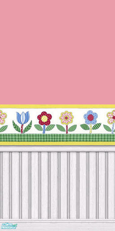 Sims 2 — FlowerBorderPink by Euterpe — Wooden bottom, with a flowery border and matching paint.