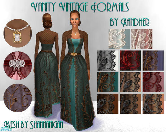 Sims 2 — Vanity Vintage Formals by Xandher — These romantic vintage inspired gowns recall an era of meticulous elegance