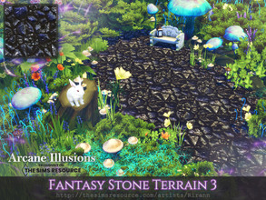 Sims 4 — Arcane Illusions - Fantasy Stone Terrain 3 by Rirann — Fantasy Stone Terrain paint in black and blue colors Base