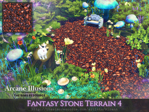 Sims 4 — Arcane Illusions - Fantasy Stone Terrain 4 by Rirann — Fantasy Stone Terrain paint in black, red and orange