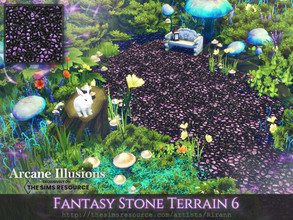 Sims 4 — Arcane Illusions - Fantasy Stone Terrain 6 by Rirann — Fantasy Stone Terrain paint in black and purple colors