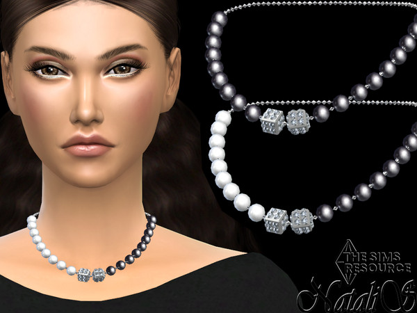 Sims 4 — Pave cube beaded short necklace by Natalis — Pave cube beaded short necklace. 2 metal color options. 2 beads