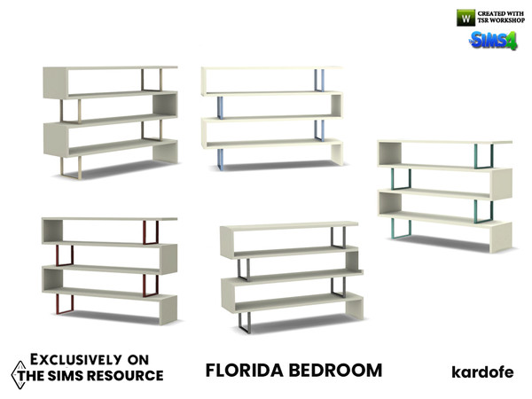 Sims 4 — Florida Bedroom_Shelving by kardofe — Modern-style bookshelf, in five colour options