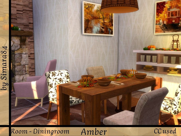 Sims 4 — Diningroom Amber by Simara84 — Enjoy a delicious meal while listening to the crackling fire and chatting with