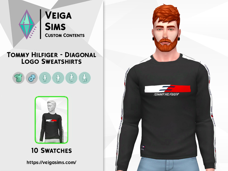 Slette Forkert portugisisk The Sims Resource - Tommy Hilfiger - Diagonal Logo Sweatshirts