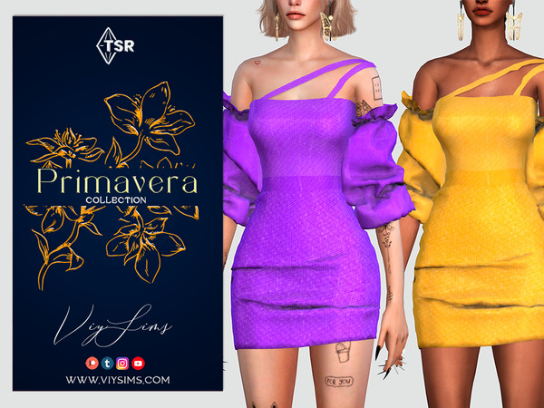 Sims 4 — PRIMAVERA Collection - DRESS [X] by Viy_Sims — Outfit All maps New Mesh!! 4 Colors Compatible with HQ mode
