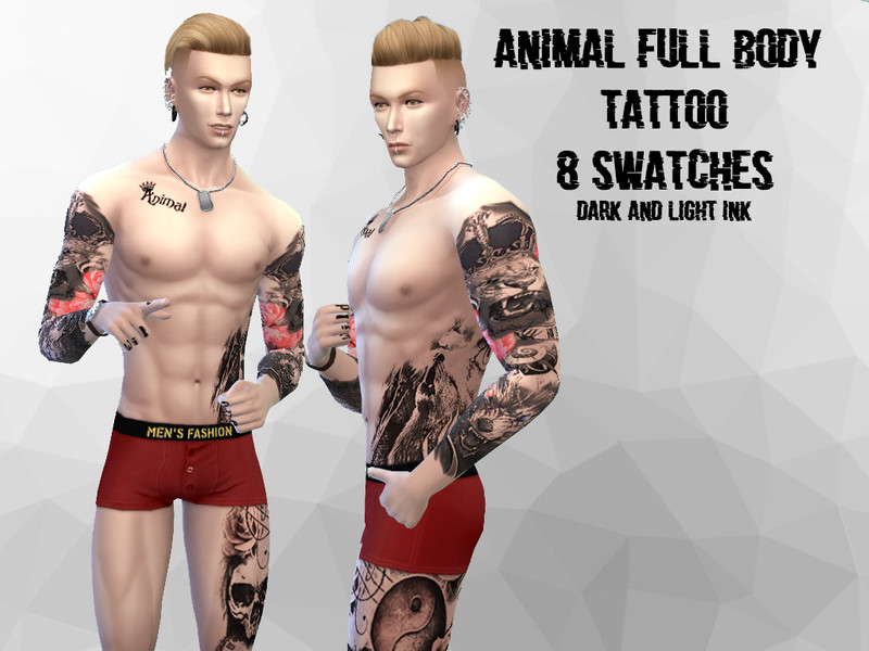 Sims 4 The Sims Resource | Animal Full Body Tattoo Set by TSR Creator