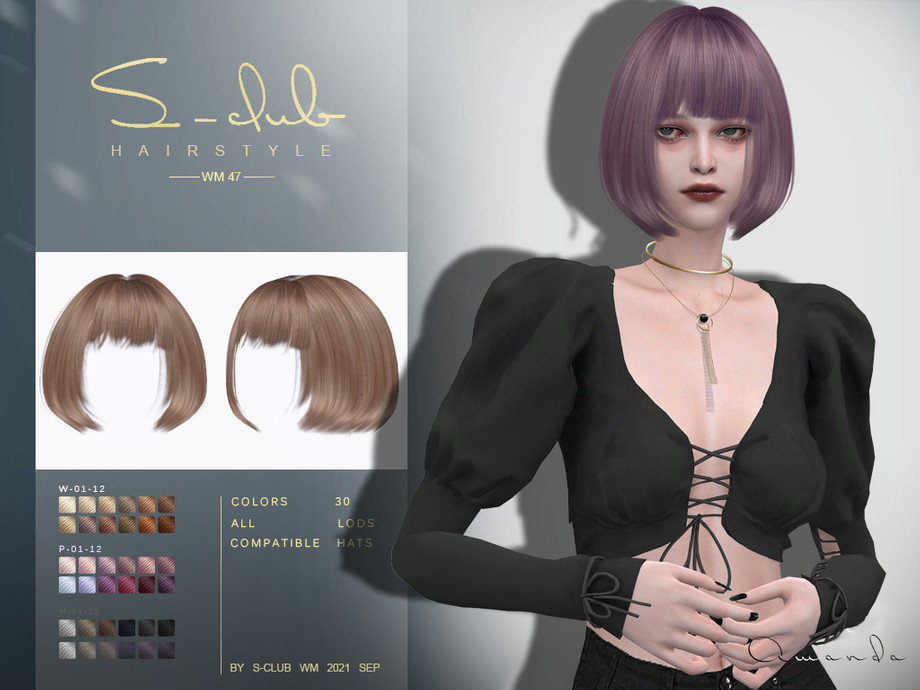 The Sims Resource - Short bob cut hairstyle(Amanda) by S-Club