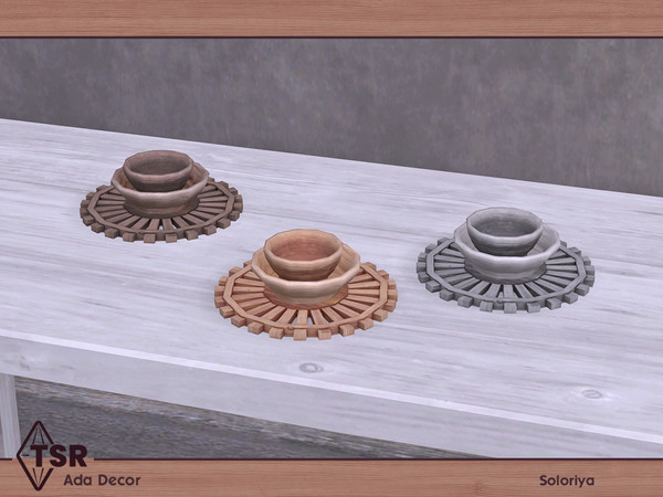 Sims 4 — Ada Decor. Bowls On Tray by soloriya — Bowls on tray. Part of Ada Decor set. 3 color variations. Category: