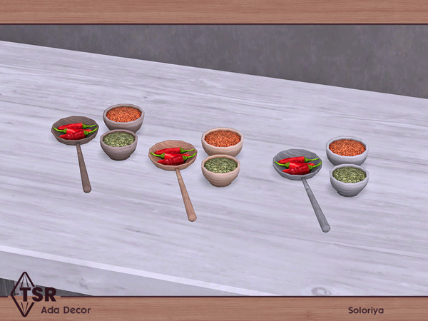Sims 4 — Ada Decor. Bowls and Spoon with Spices by soloriya — Bowls and spoon with spices. Part of Ada Decor set. 3 color