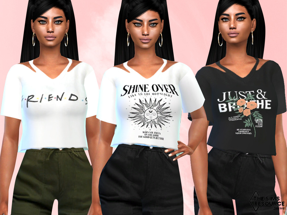 The Sims Resource - V Neck Stylish Crop Tops