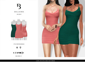 Sims 3 — Cowl Neck Ruched Mini Dress by Bill_Sims — This mini dress features a flattering cowl neckline and ultra-thin
