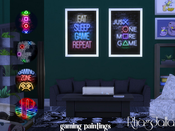 Sims 4 — Gaming Paintings by Rhagdalla — with shiny silver frame