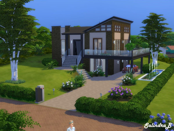 Sims 4 — Modern Wood  - No CC by SalindraB — Modern building on a 40x30 Lot in Willow Creek
