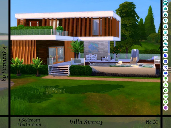 Sims 4 — Villa Sunny by Simara84 — A modern small Villa inspired by a vacation house. Poolstairs and Waterslide are just
