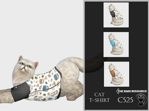 Sims 4 — Cat T-shirt C525 by turksimmer — 3 Swatches Compatible with HQ mod Works with all of skins Custom Thumbnail All