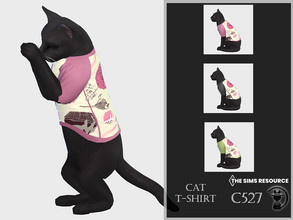 Sims 4 — Cat T-shirt C527 by turksimmer — 3 Swatches Compatible with HQ mod Works with all of skins Custom Thumbnail All