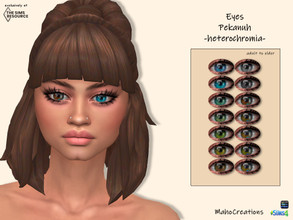 Sims 4 — Eyes Pekanuh Heterochromia by MahoCreations — The heterochromia eyes coming in 9 solid colors and 5 duo tones.