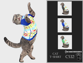 Sims 4 — Cat T-shirt C532 by turksimmer — 3 Swatches Compatible with HQ mod Works with all of skins Custom Thumbnail All