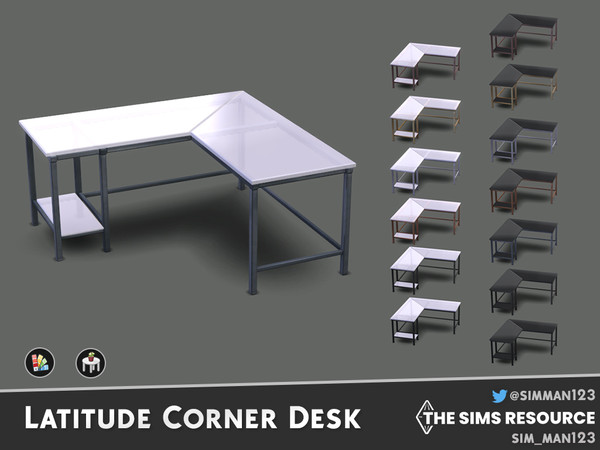 Sims 4 — Latitude Corner Desk - Solid Glass by sim_man123 — The white and black glass tops mean your workspace has never
