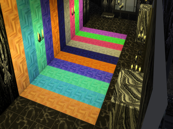 Sims 4 — Palatable Panels 1 Flooring by Decaysha — 10 colorful wood panels by Decaysha. The pattern was free online and