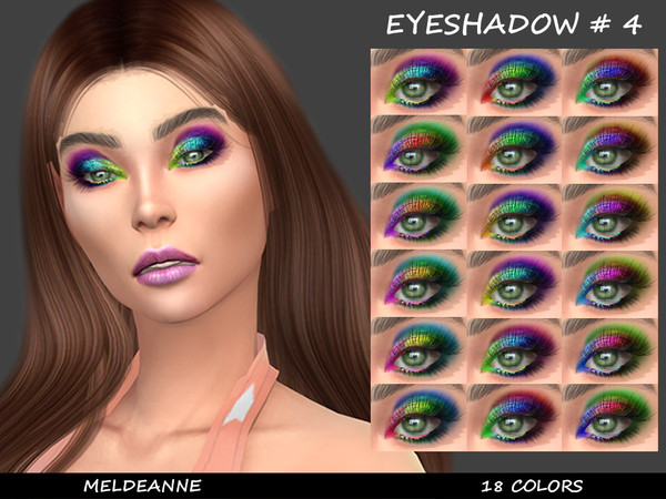 Sims 4 — MELDEANNE - EYESHADOW #4 by MELDEANNE — - CATEGORY: EYESHADOW - SWATCHES: 18 - GENDER: FEMALE