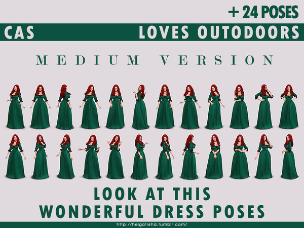 Sims 4 — Look at this wonderful dress CAS by HelgaTisha — CAS medium version - 24 poses - loves outodoors trait