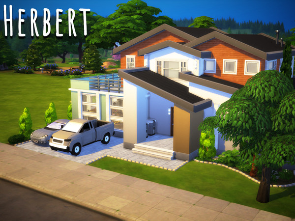 Sims 4 — Herebrt- No CC by GenkaiHaretsu — Modern house for big family.