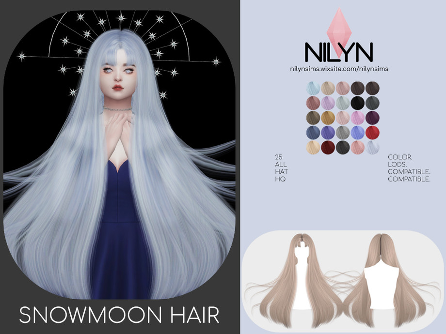 The Sims Resource - SNOW MOON HAIR - NEW MESH