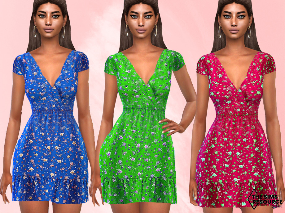 The Sims Resource - Short Sleeve Floral Dresses