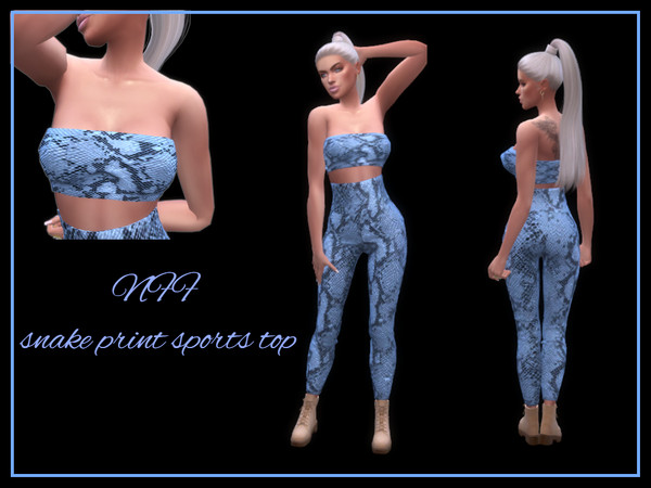 Sims 4 — NFF snake print sports top by Nadiafabulousflow — Hi guys! This upload its a shiny snake print sportswear (top
