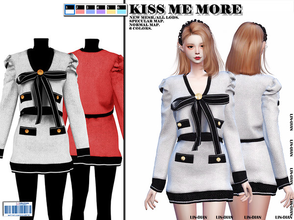 Sims 4 — [DIAN]KISS ME MORE_SUIT by LIN_DIAN — - New Mesh - ALL Lods. - 6 Colors. - Specular/Normal Map 