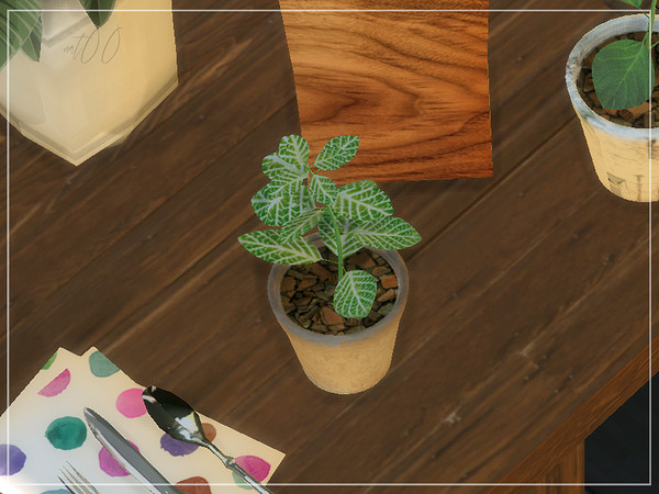 Sims 4 — Kitchen Herb Pots 001 by tokotomy — Kitchen Herb Pots 3 colors. You can find it in the Decorative - Clutter