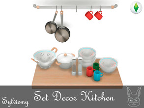 Sims 4 — Set Decor Kitchen by Sylviemy — This set contains 8 items what including: - Bowl - Tri-Bowl - Cooking Pot - Cup