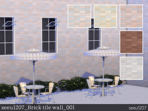 Sims 4 — Brick Tile Wall 001 by seeu1207 — Pastel colored brick block wall.
