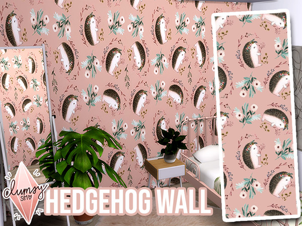 Sims 4 — Hedgehog Wall  by ClumsySim — CC Wall Made by ClumsySim