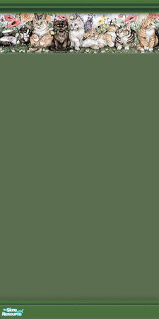 Sims 2 — We Like Kittens 2 of 6 by TSR Archive — Deep green wallpaper is brightened by a cheerful border of very cute