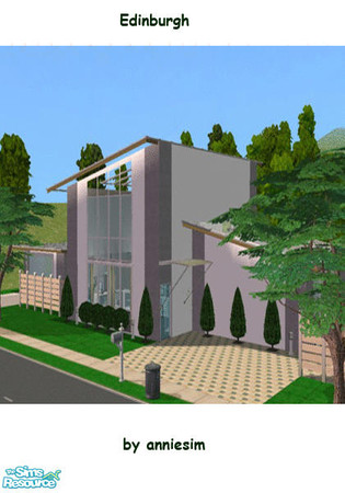 Sims 2 — Edinburgh by annefranzen — Modern small family home with garage and pool area. Fence by Simgedoehns, glass