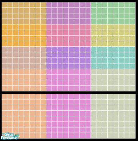 Sims 2 — Dream Tile Set by s00z — Three tiled walls with coordinating floors.