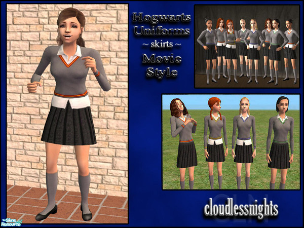Sims 2 — Hogwarts uniforms - skirts by cloudlessnights — Hogwarts uniforms for teenage girls, based on those seen in the