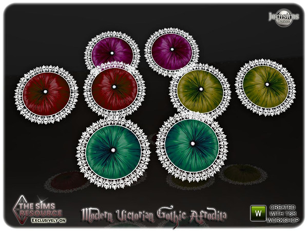 Sims 4 — Modern victorian gothic Afrodita round cushion bed by jomsims — Modern victorian gothic Afrodita round cushion