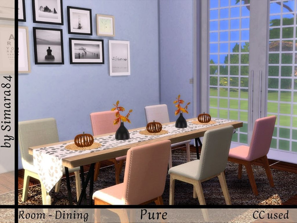 Sims 4 — Diningroom Pure by Simara84 — This Diningroom fits to the Pure Kitchen, calm colors and less deco. Wallsize: