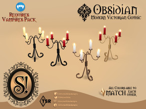 Sims 4 — Modern Victorian Gothic - Obsidian Candle Holder by SIMcredible! — by SIMcredibledesigns.com available at TSR 3