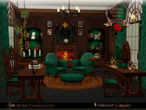 Sims 4 — Modern Victorian Gothic - Obsidian Library by SIMcredible! — Thinking about an opulent room for vampires and