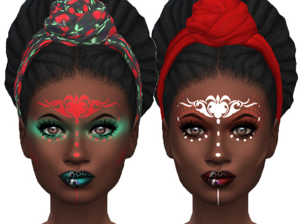 Sims 4 — African Facepaint 1 (Blush) by TrudieOpp — African Facepaint in 4 colors Can find it under blush