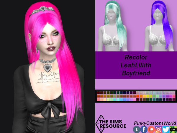 Sims 4 — Retexture of Boyfriend hair by LeahLillith by PinkyCustomWorld — Alpha hairstyle with a high ponytail and