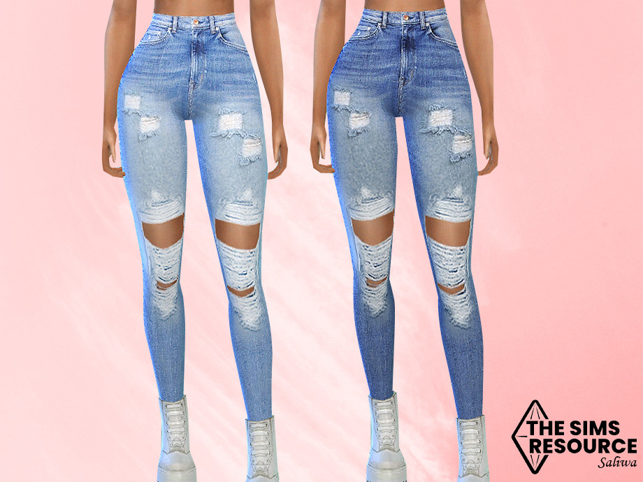 The Sims Resource - High Waisted Ripped Jeans