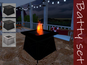Sims 4 — [SJB] Batty set bonfire by Ylka by Ylka — This bonfire will add coziness to any of your outdoor activities. Has
