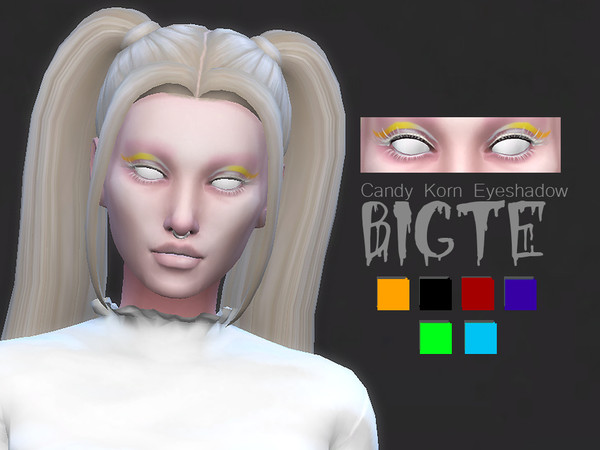 Sims 4 — Candy Korn Eyeshadow by bigte — 6 swatches Each is an ombre, the last one is rainbow 