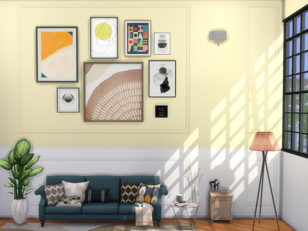 Sims 4 — Cream Yellow Frame Molding by seeu1207 — Walls that can be used in any combination you want.